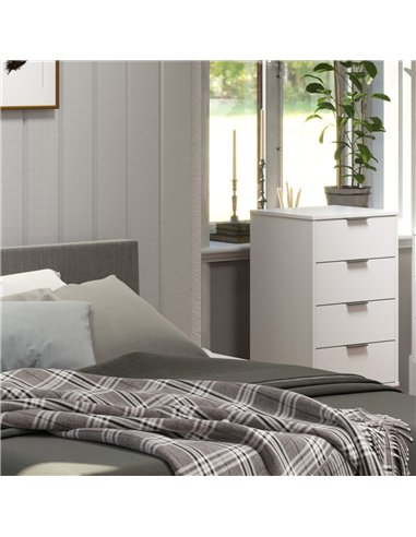 Core Products Augusta White 4 drawer narrow chest of drawers, AGW517