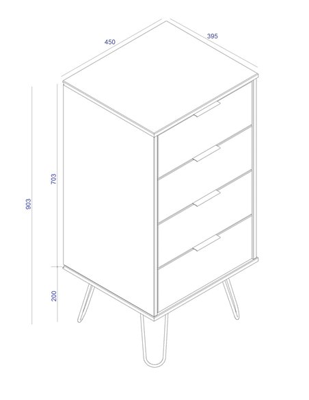 Core Products Augusta White 4 drawer narrow chest of drawers, AGW517 - pic 116263 | FastDaddyshop