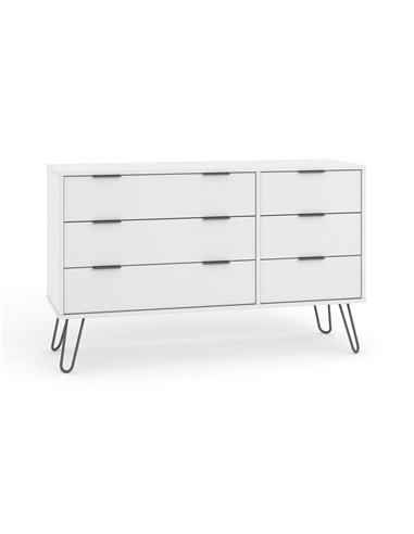 Core Products Augusta White 3+3 drawer wide chest of drawers, AGW533
