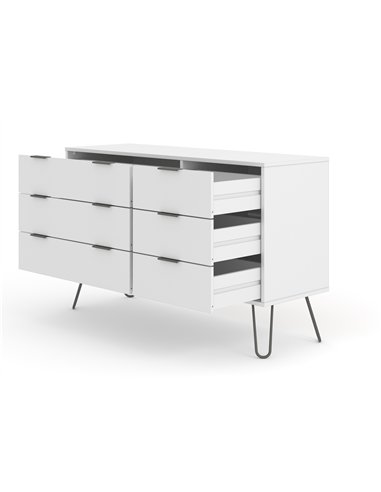 Core Products Augusta White 3+3 drawer wide chest of drawers, AGW533