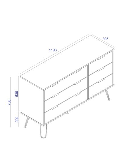 Core Products Augusta White 3+3 drawer wide chest of drawers, AGW533 - pic 116269 | FastDaddyshop