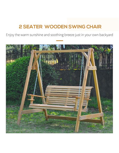 Outsunny 2-Seater Larch Wood Swing Chair Bench - pic 11627 | FastDaddyshop