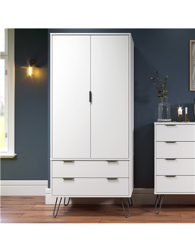 Core Products Augusta White 2 door, 2 drawer wardrobe, AGW582