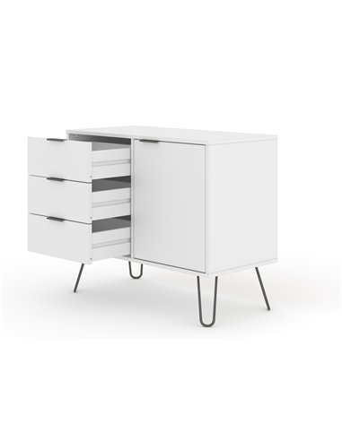 Core Products Augusta White small sideboard with 1 door, 3 drawers, AGW915