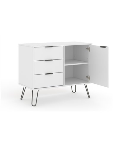 Core Products Augusta White small sideboard with 1 door, 3 drawers, AGW915