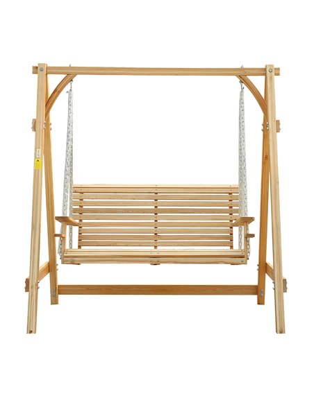 Outsunny 2-Seater Larch Wood Swing Chair Bench - pic 11630 | FastDaddyshop