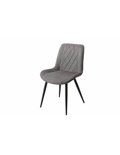 Core Products Aspen diamond stitch grey fabric dining chair, black tapered legs (pair), ASCH15-GF