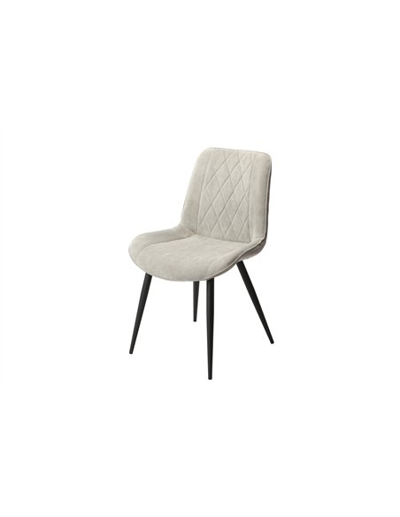 Core Products Aspen diamond stitch lt grey cord fabric dining chair, black tapered legs (pair), ASCH15-LGCF - pic 116313 | FastDaddyshop