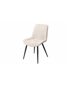 Core Products Aspen diamond stitch natural fabric dining chair, black tapered legs (pair), ASCH15-NF