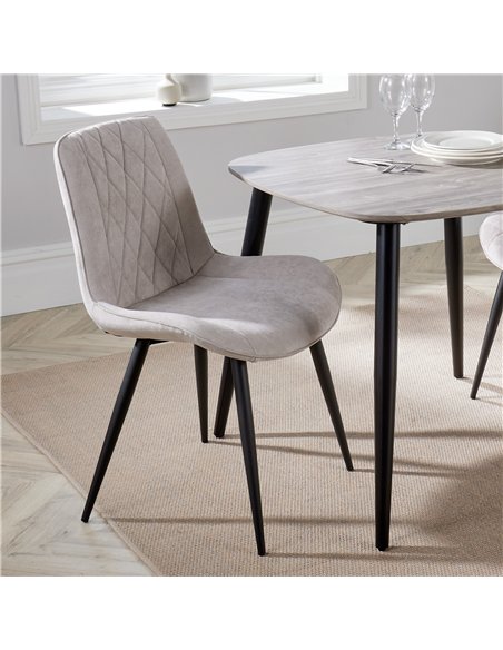Core Products Aspen diamond stitch natural fabric dining chair, black tapered legs (pair), ASCH15-NF - pic 116323 | FastDaddyshop