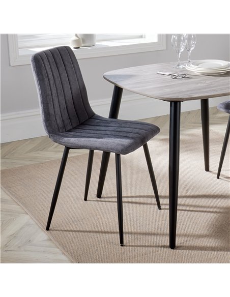 Core Products Aspen straight stitch grey dining chair, black tapered legs (pair), ASCH16-GF - pic 116335 | FastDaddyshop