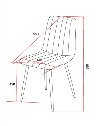 Core Products Aspen straight stitch grey dining chair, black tapered legs (pair), ASCH16-GF