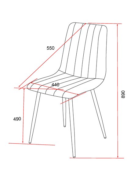 Core Products Aspen straight stitch grey dining chair, black tapered legs (pair), ASCH16-GF - pic 116336 | FastDaddyshop
