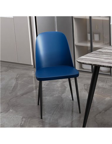 Core Products Aspen duo chair, blue plastic seat with black metal legs (pair), ASCH22-BL