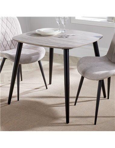 Core Products Aspen square dining table, grey oak effect with black tapered legs , ASTB2-OK