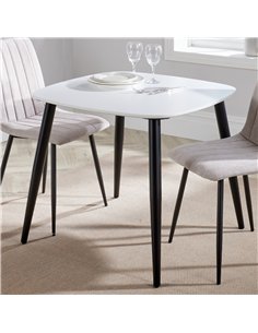Core Products Aspen square dining table, white painted top with black tapered legs, ASTB2-WH 2