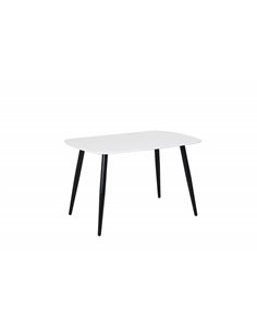 Core Products Aspen rectangular dining table, white painted top with black tapered legs, ASTB3-WH