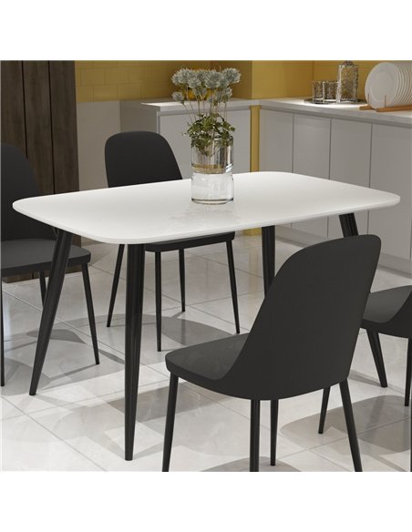 Core Products Aspen rectangular dining table, white painted top with black tapered legs, ASTB3-WH - pic 116389 | FastDaddyshop