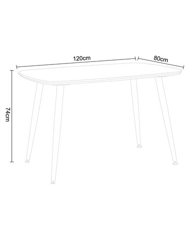 Core Products Aspen rectangular dining table, white painted top with black tapered legs, ASTB3-WH