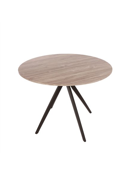 Core Products Aspen round dining table, grey oak effect top with black pedestal leg frame , ASTB4-OK - pic 116391 | FastDaddyshop