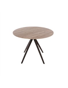 Core Products Aspen round dining table, grey oak effect top with black pedestal leg frame , ASTB4-OK 2