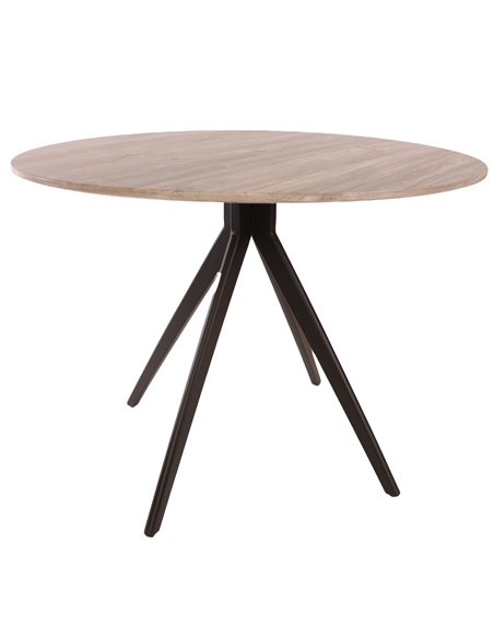 Core Products Aspen round dining table, grey oak effect top with black pedestal leg frame , ASTB4-OK - pic 116393 | FastDaddyshop