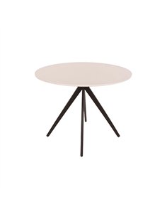 Core Products Aspen round dining table, white painted top with black pedestal leg frame, ASTB4-WH