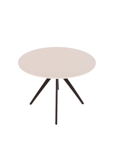 Core Products Aspen round dining table, white painted top with black pedestal leg frame, ASTB4-WH