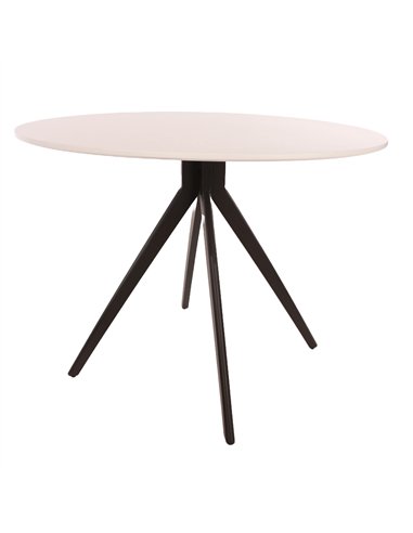 Core Products Aspen round dining table, white painted top with black pedestal leg frame, ASTB4-WH