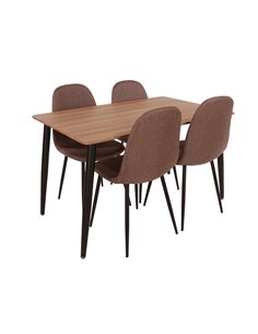 Core Products Aspen rectangular dining table, aged oak effect foiled top and 4 x upholstered chair set , ASTBSET6