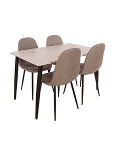 Core Products Aspen rectangular dining table, white marble effect foiled top and 4 x upholstered chair set , ASTBSET7
