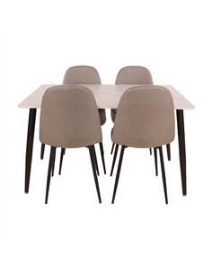 Core Products Aspen rectangular dining table, white marble effect foiled top and 4 x upholstered chair set , ASTBSET7 2