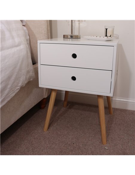 Core Products Options White scandia, 2 drawer & wood legs bedside cabinet , BS110 - pic 116420 | FastDaddyshop