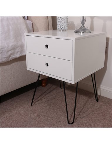 Core Products Options White telford, white & metal 2 drawer bedside cabinet, BS710