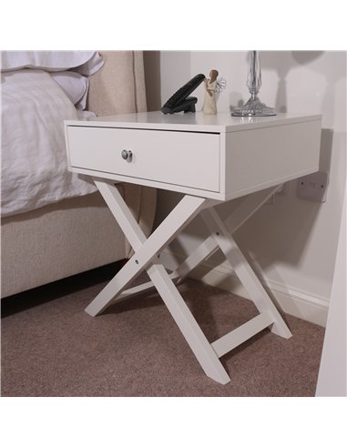 Core Products Options White X leg  1 drawer petite bedside cabinet, BS810