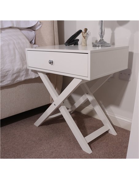 Core Products Options White X leg  1 drawer petite bedside cabinet, BS810 - pic 116436 | FastDaddyshop