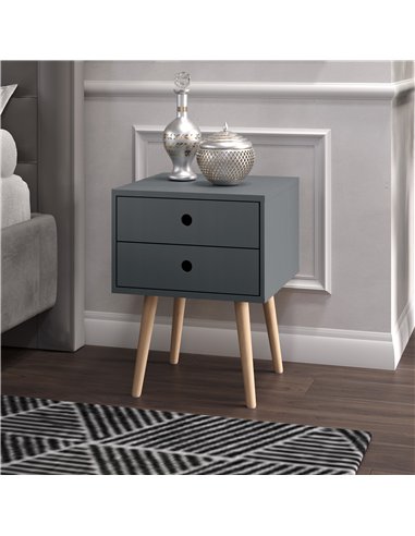 Core Products Options Blue scandia, 2 drawer & wood legs bedside cabinet , BSB110