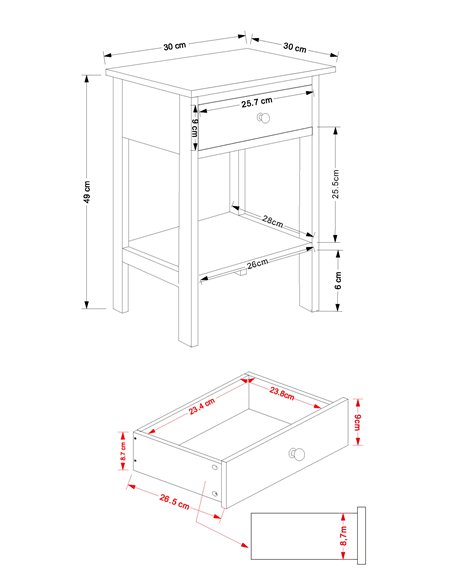 Core Products Options Blue shaker, 1 drawer petite bedside cabinet, BSB409 - pic 116452 | FastDaddyshop