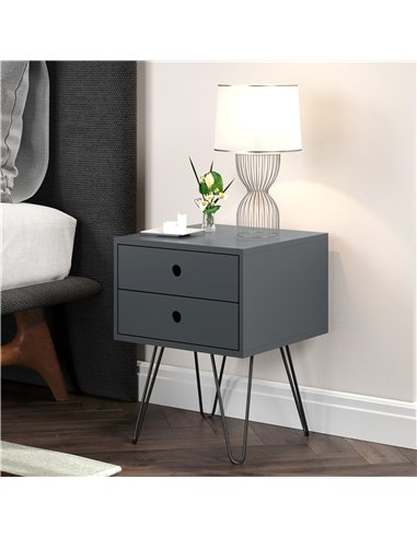 Core Products Options Blue telford, metal leg 2 drawer bedside cabinet, BSB710
