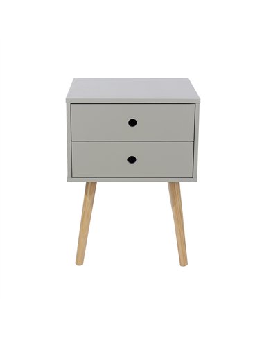 Core Products Options Grey scandia, 2 drawer & wood legs bedside cabinet , BSG110