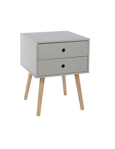 Core Products Options Grey scandia, 2 drawer & wood legs bedside cabinet , BSG110