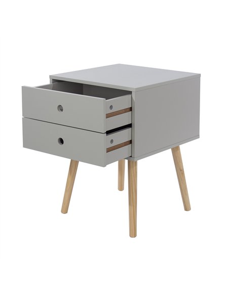 Core Products Options Grey scandia, 2 drawer & wood legs bedside cabinet , BSG110 - pic 116470 | FastDaddyshop
