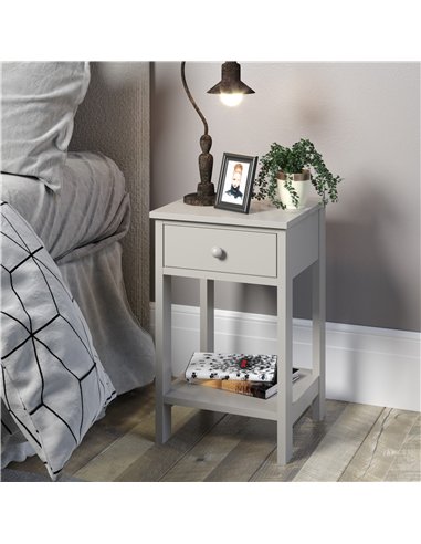 Core Products Options Grey shaker, 1 drawer petite bedside cabinet, BSG409