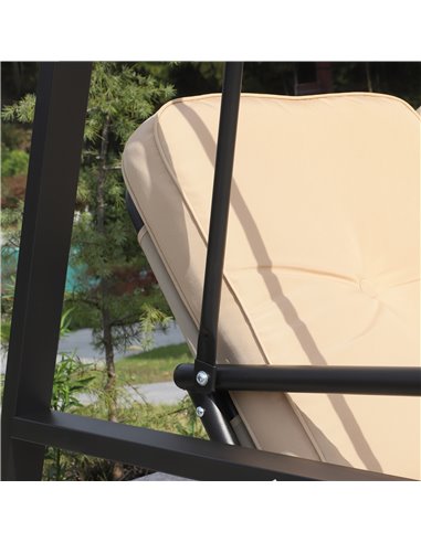 Outsunny 2 Seater Garden Outdoor Swing Chair Lounger Hammock Bench w/ Steel Frame Cushions Adjustable Tilting Canopy Patio Beige