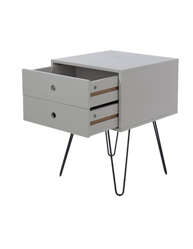 Core Products Options Grey telford, metal leg 2 drawer bedside cabinet, BSG710