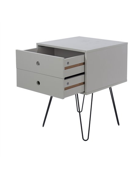 Core Products Options Grey telford, metal leg 2 drawer bedside cabinet, BSG710 - pic 116484 | FastDaddyshop
