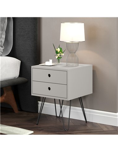 Core Products Options Grey telford, metal leg 2 drawer bedside cabinet, BSG710