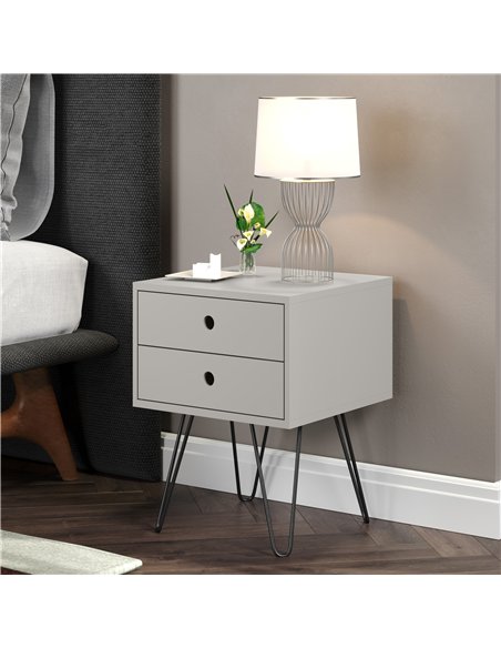 Core Products Options Grey telford, metal leg 2 drawer bedside cabinet, BSG710 - pic 116485 | FastDaddyshop