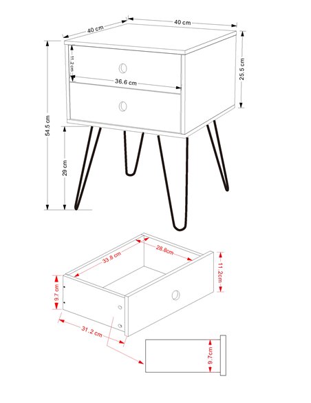 Core Products Options Grey telford, metal leg 2 drawer bedside cabinet, BSG710 - pic 116486 | FastDaddyshop