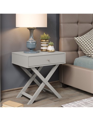 Core Products Options Grey X leg  1 drawer petite bedside cabinet, BSG810